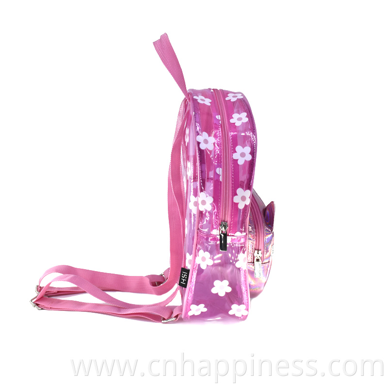 HSI Cool and Cute Cats Transparent Pink Allover Print Girls School Fashionable Bag Backpack Rucksack With Liquid Sequin Effect